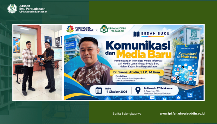 Implementasi PKS, Sekjur Ilmu Perpustakaan UIN Alauddin Makassar Jadi Narasumber Bedah Buku di Politeknik ATI Makassar